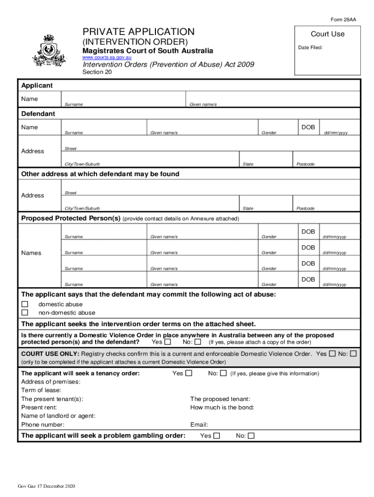  Form 28AA Private Application 2020-2024