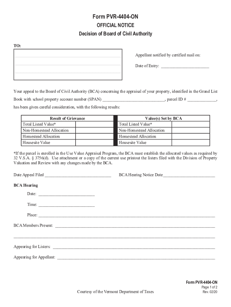 VT Form PVR 4404A Fill Out Tax Template Online