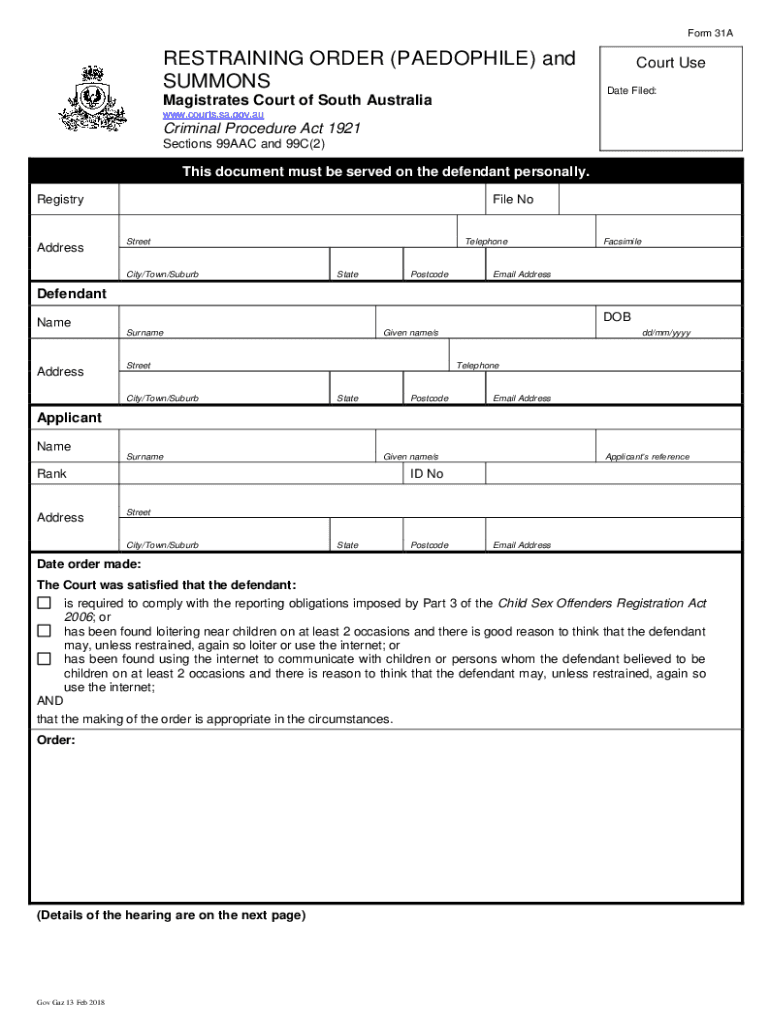 Restraining Order Template Uk Fill Online, Printable  Form