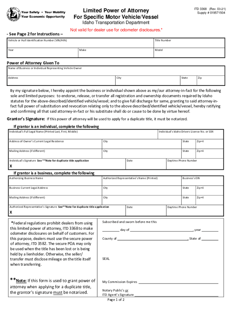 Not Valid for Dealer Use for Odometer Disclosures  Form