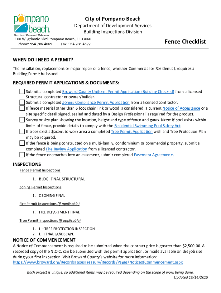 Fence Checklist  Form