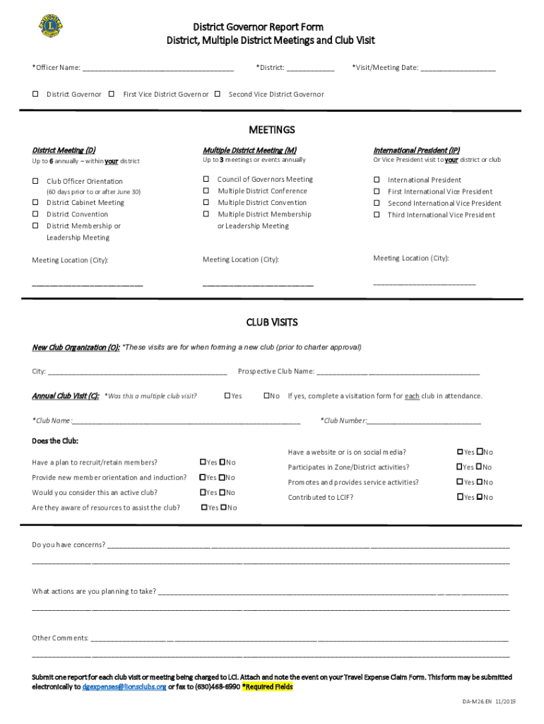 District Governor Expense Claims Reminders and Tips for Success  Form