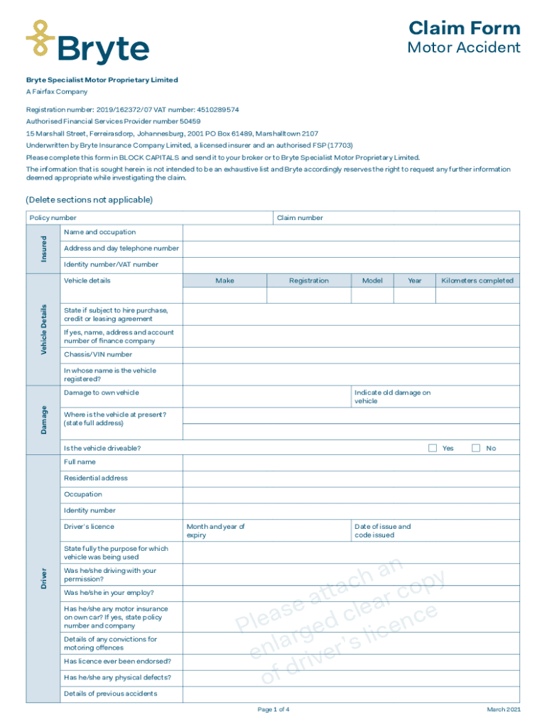 Claim Form Bryte