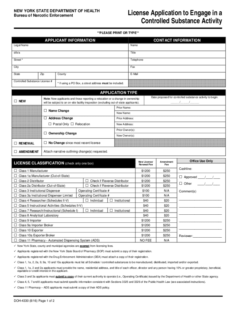  Form DOH 3826 'Application for Als Agency to Engage in 2016-2024