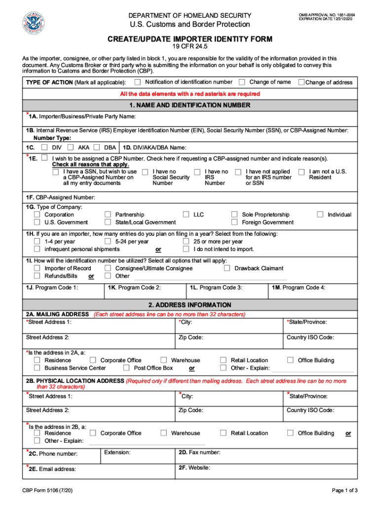  CBP Form 51060 PDF 2020