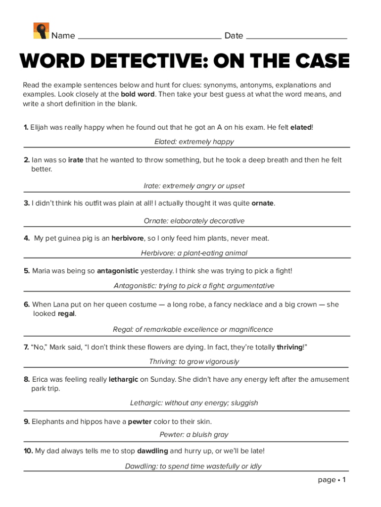  Medical Term Detectives Worksheet Answers 2020-2024