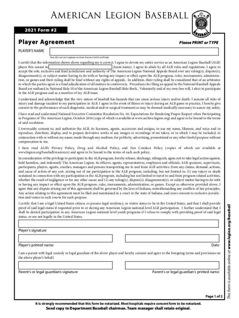 Legion Agreement  Form