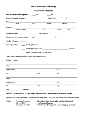 Lit Transcript Request  Form