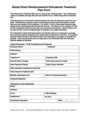Orthodontic Treatment Plan Template  Form