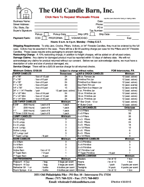 Wholesale Candle Contract Template  Form