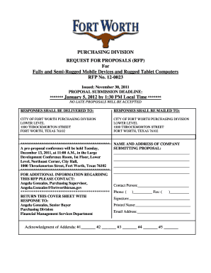 Request for Proposal for Rugged Mobile Data Computers Fortworthtexas  Form