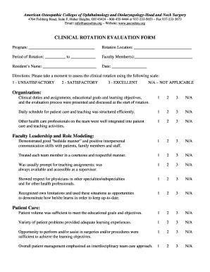 Clinical Rotation Evaluation Form American Osteopathic Colleges Aocoohns