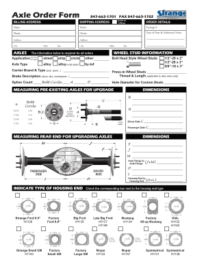 Moser Axle Order Form