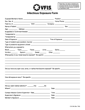 Infectious Exposure Form Fire Department Insurance