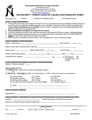 Nisd Transcripts  Form