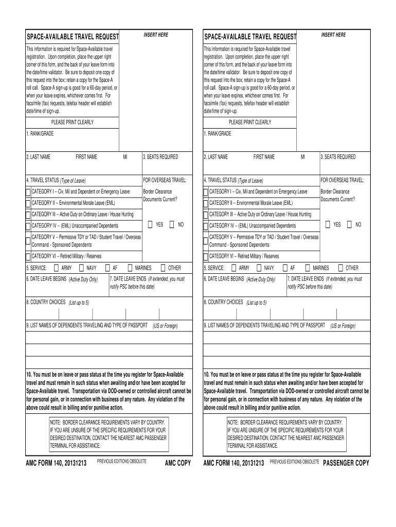 Amc Form 140