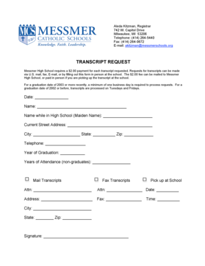 Transcript Request Form Messmer Catholic Schools Messmerschools