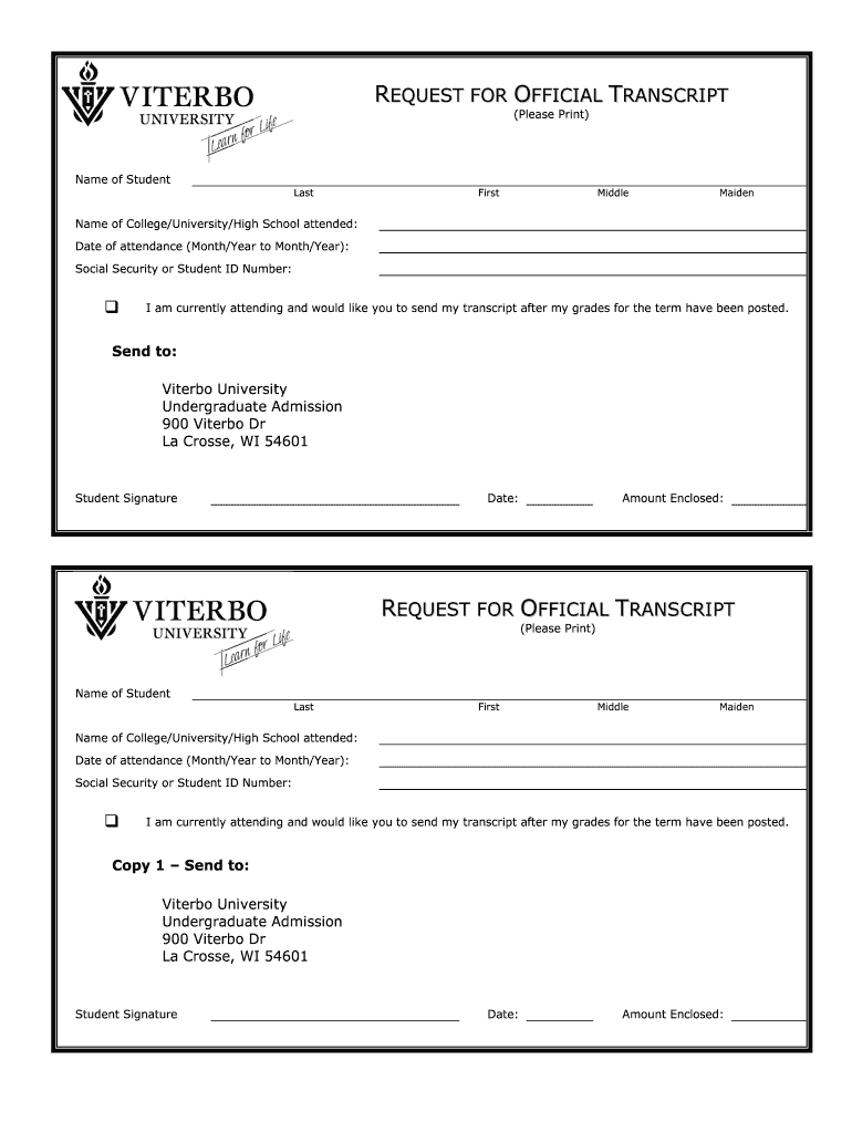 Viterbo Request Transcript  Form