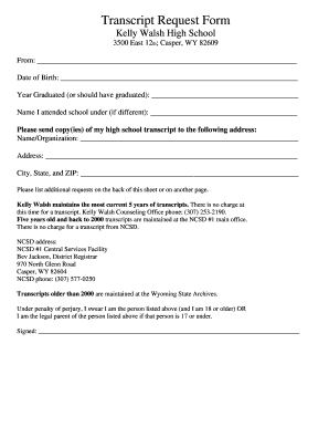 KW Transcript Request Form Kelly Walsh High School Kellywalsh