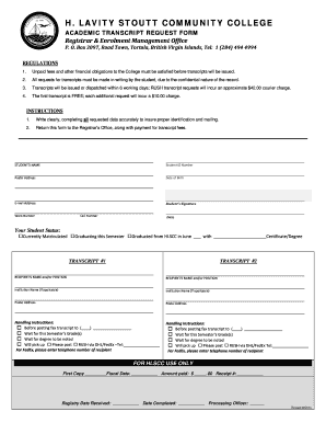 H Lavity Stoutt Community College Transcript Form