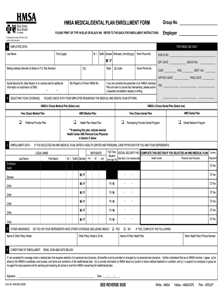  Hmsa Enrollment Form 2009-2024