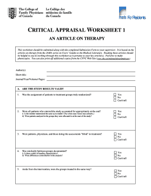 CRITICAL APPRAISAL WORKSHEET 1  Form