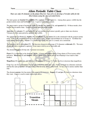 Alien Periodic Table Answer Key  Form