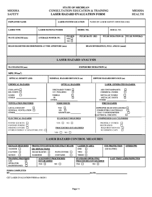 Laser Hazard Evaluation Form EHS