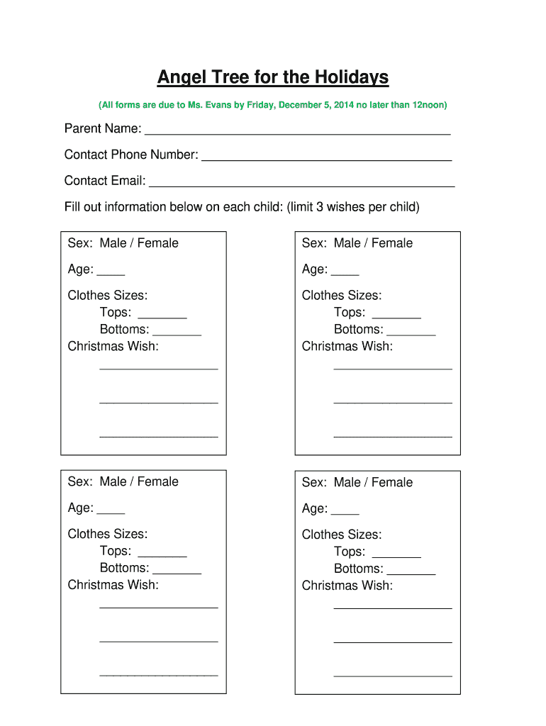 Angel Tree Form Fill Out And Sign Printable PDF Template SignNow