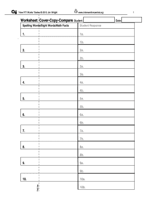 Cover Copy Compare Worksheet  Form