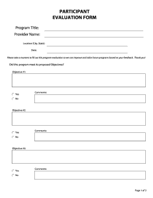 Sample of Participant Form