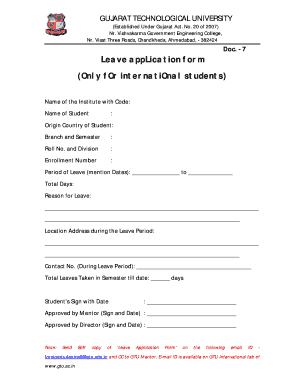 Gujarati Leave Application  Form