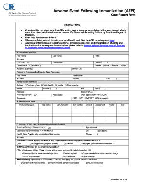 Aefi Reporting Form