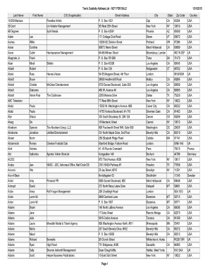 Celebrity Addresses  Form