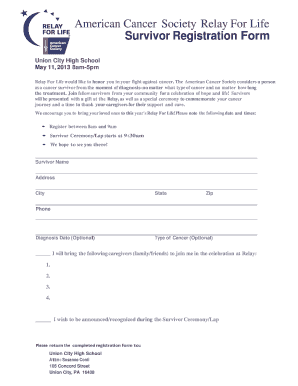 Relay for Life Registration Form
