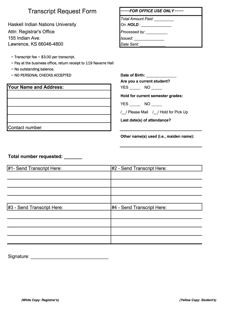 National Louis University Transcript Request  Form