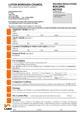 Building Notice Luton Borough Council  Form