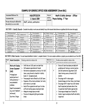 Example of Filled Hse Risk Assessment Form