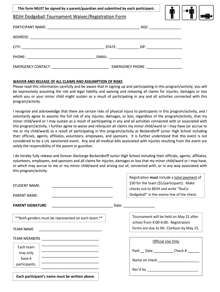 Get and Sign Dodgeball Tournament  Form