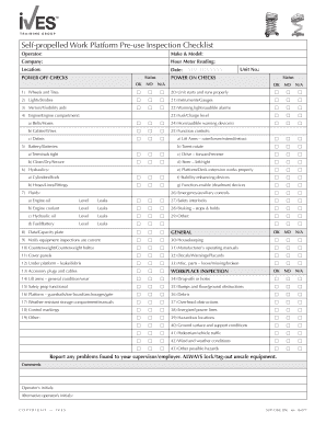 Self Propelled Work Platform Pre Use Inspection Checklist