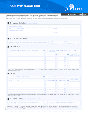 Jupiter Withdrawal Form