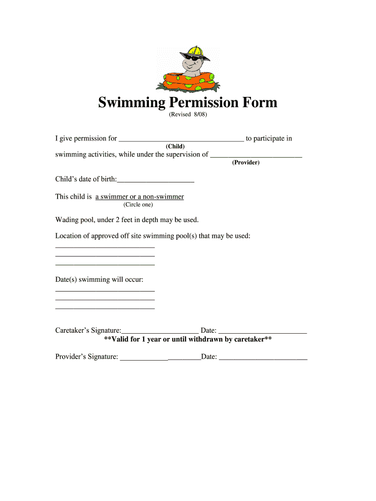 Swimming Permission Form Re Advised 1 Columbianacountyjfs