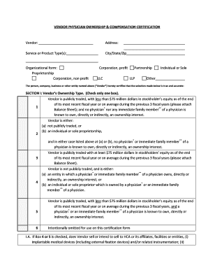 Vendor Ownership Certification Form Cartersville Medical Center