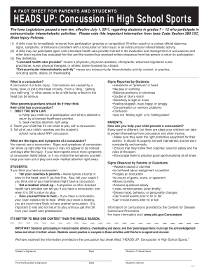 'Heads Up' Concussion Form Midland K12 Ia