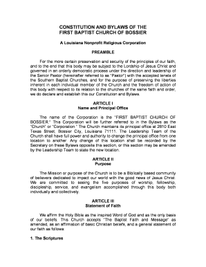 Bylaws of First Baptist Bossier Amended Final Version52015docx  Form