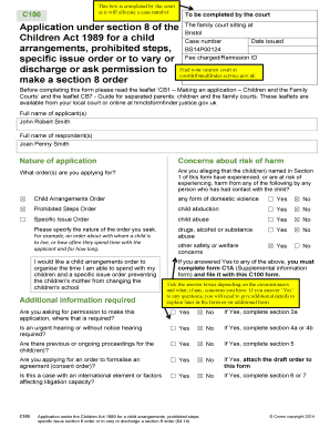 Example of Completed C1a Form