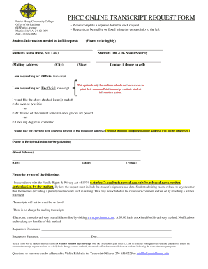 Patrick Henry Community College Transcripts  Form