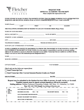 Fletcher Technical Community College Form