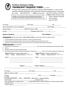 Northern Marianas College Transcript Request  Form