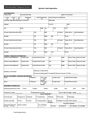 Sprinter Credit Application  Form